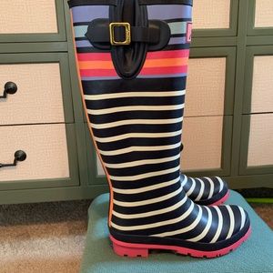 Joules striped rain boots